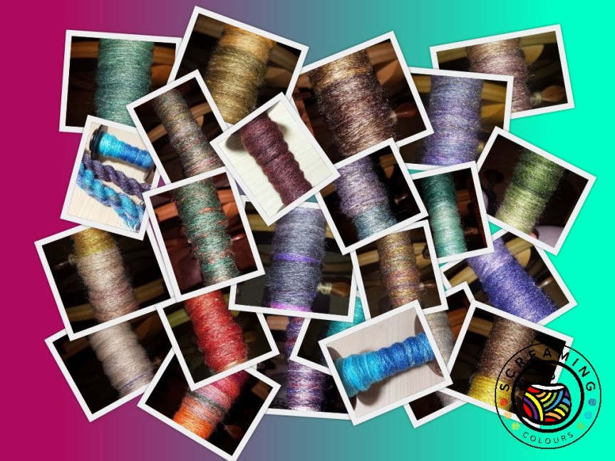 Collage Regenbogenwolle Adventskalender gesponnen